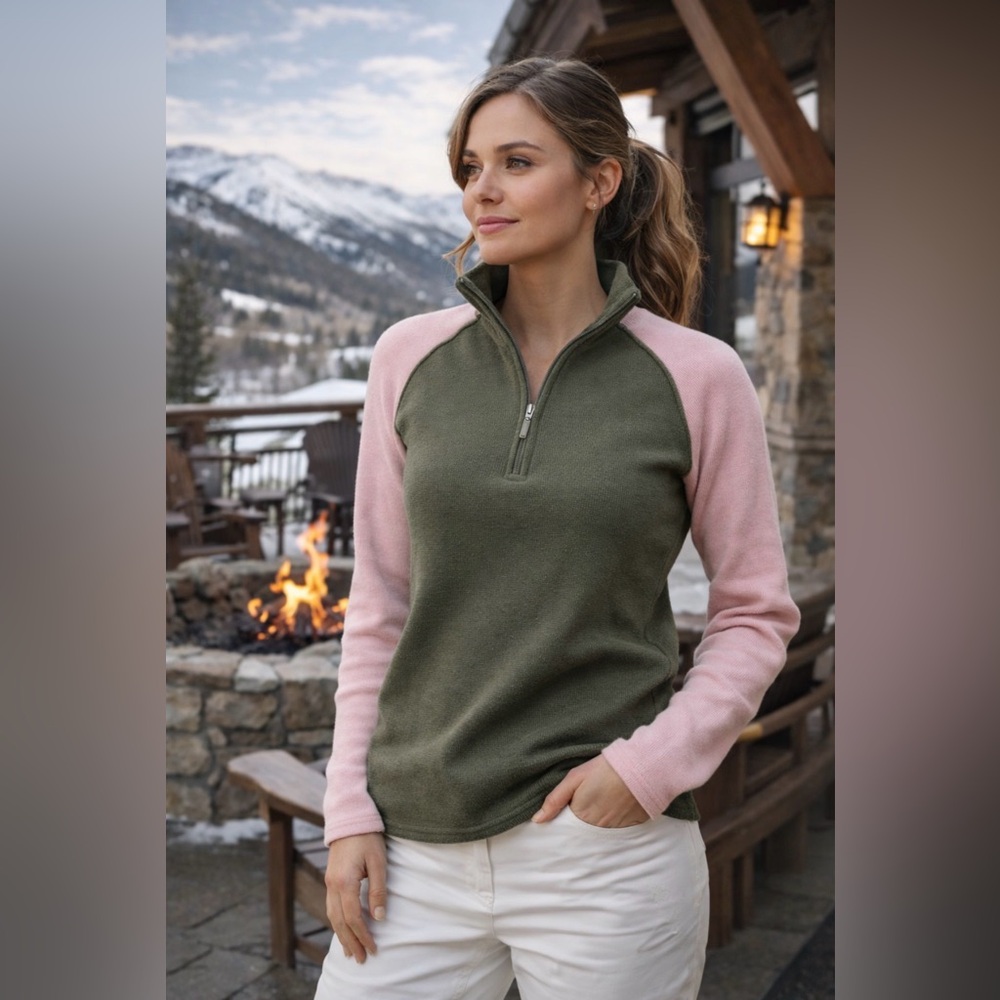 Obermeyer Women’s Merino Wool Quarter Zip Sweater Size Medium